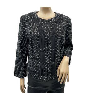 Cabi Polka Dot Blazer Jacket Womens Size 10 Black &‎ White Rayon/Nylon Blend